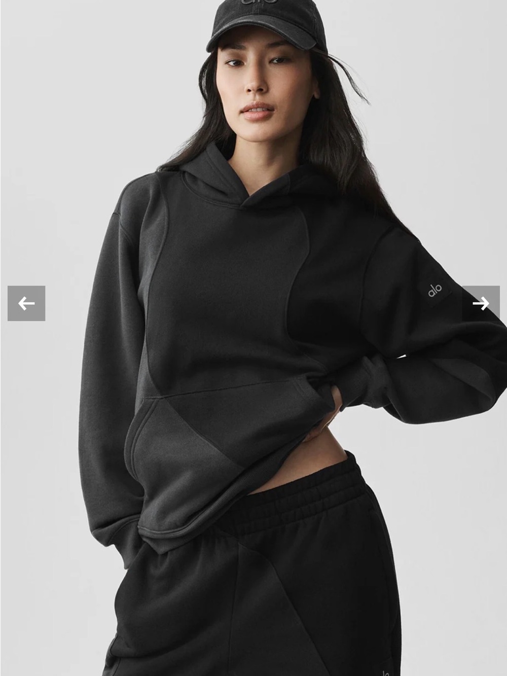 ALO Yoga Make Waves Hoodie Vintage Black Tonal Medium